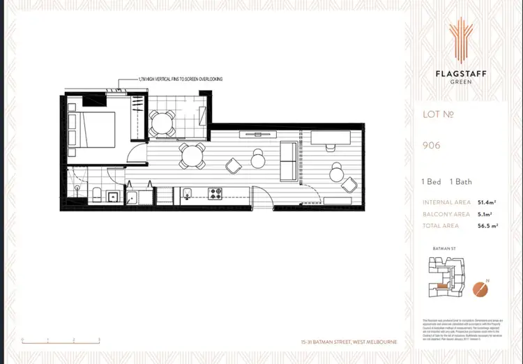 Floorplan of Homely apartment listing, 906/23 Batman St, West Melbourne VIC 3003