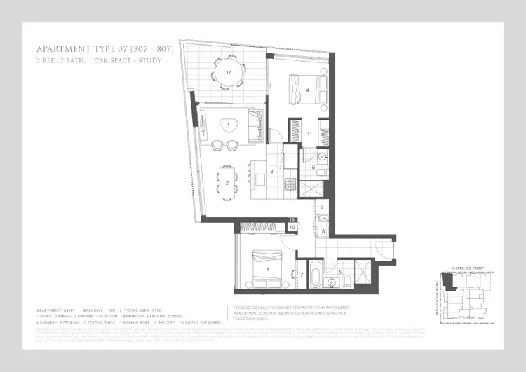 Floorplan of Homely apartment listing, 807/5 Waterloo Street, East Brisbane QLD 4169