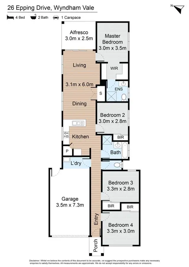 Floorplan of Homely house listing, 26 Epping Drive, Wyndham Vale VIC 3024