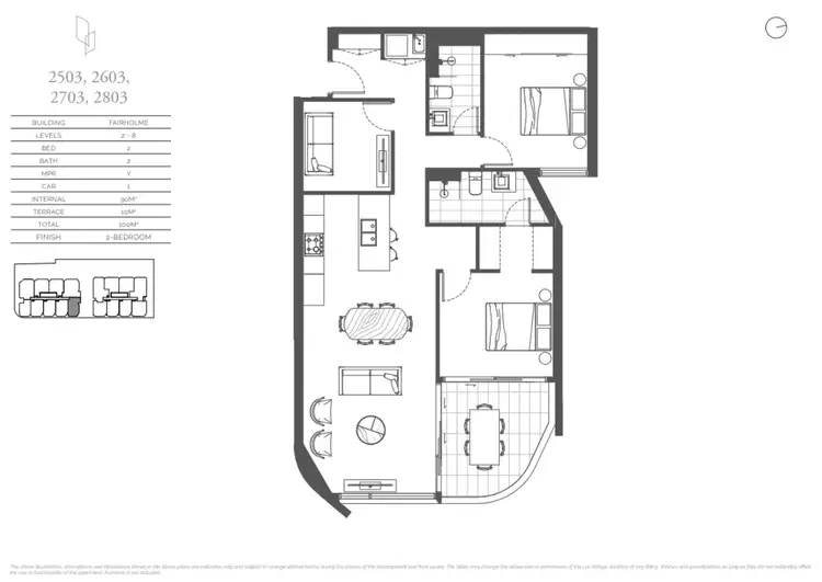 Floorplan of Homely apartment listing, 2503/140 Wellington Road, East Brisbane QLD 4169