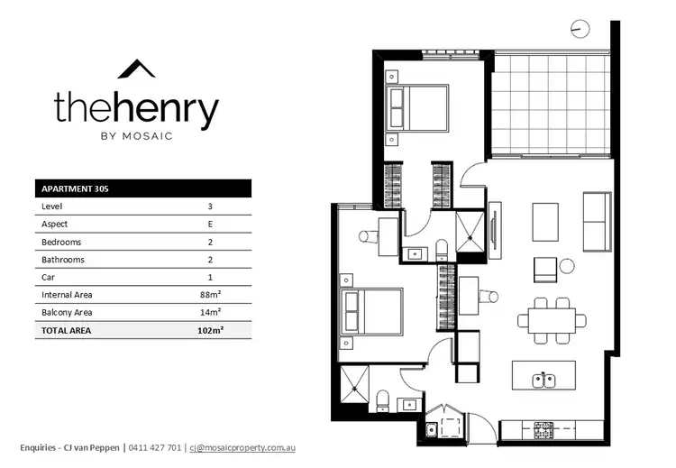 Floorplan of Homely apartment listing, 305/186 Clarence Road, Indooroopilly QLD 4068