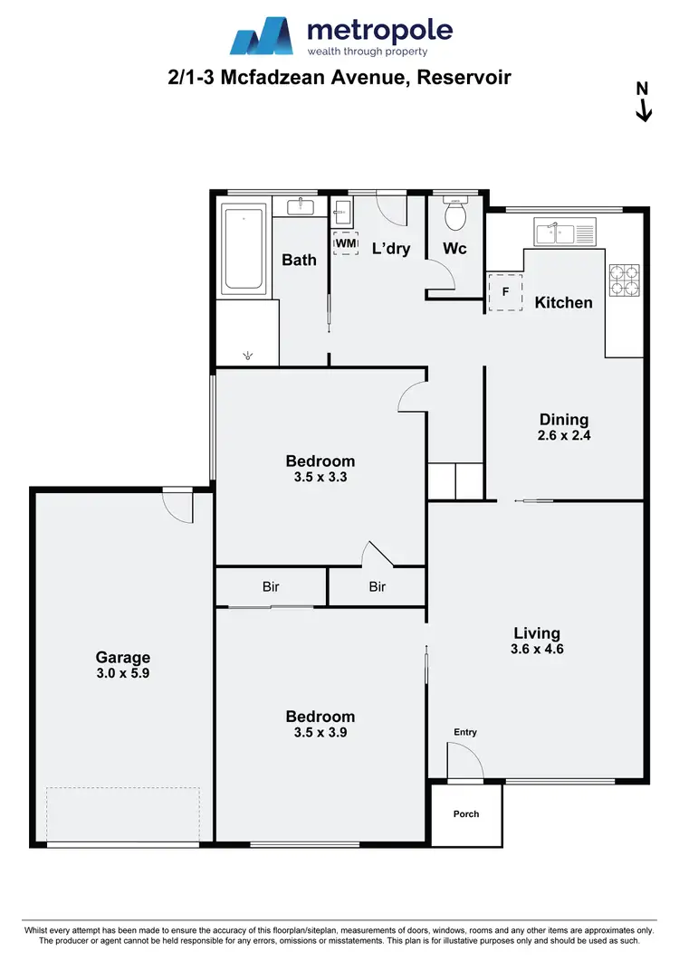Floorplan of Homely villa listing, 2/1-3 McFadzean Avenue, Reservoir VIC 3073