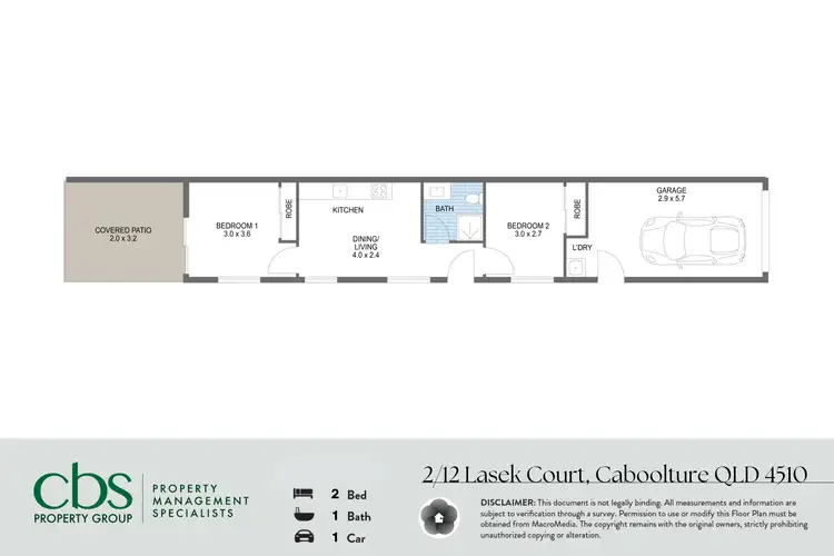 Floorplan of Homely semi-detached listing, 2/12 Lasek Court, Caboolture QLD 4510