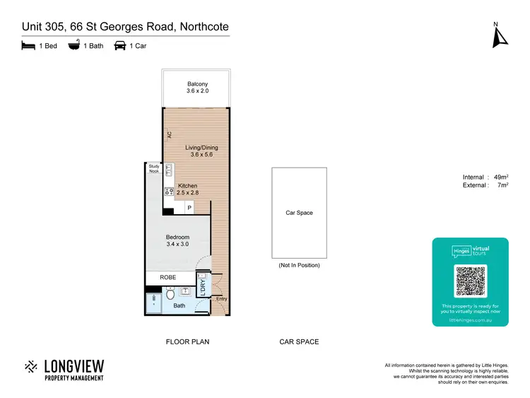Floorplan of Homely apartment listing, 305/66 St Georges Road, Northcote VIC 3070