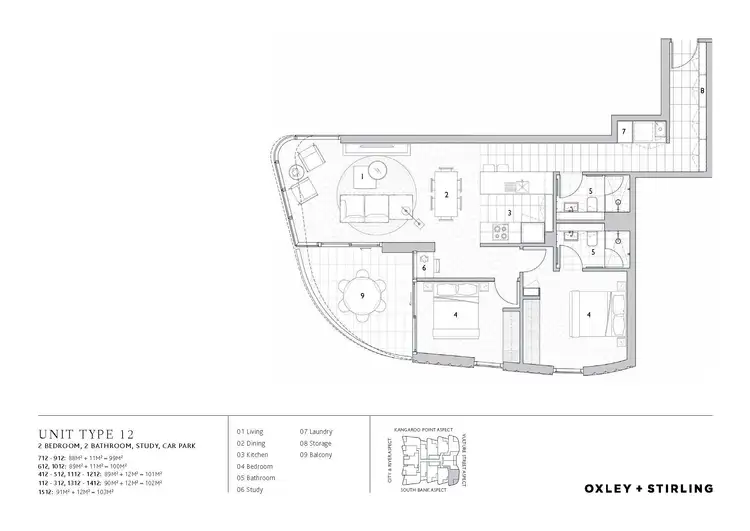 Floorplan of Homely apartment listing, 712/9 Christie Street, South Brisbane QLD 4101