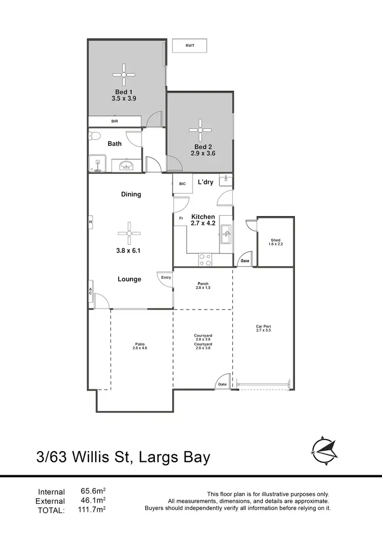 Floorplan of Homely unit listing, 3/2 Sawford Street, Largs Bay SA 5016