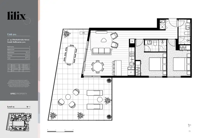 Floorplan of Homely apartment listing, 502 51-59 Thistlethwaite Street, South Melbourne VIC 3205