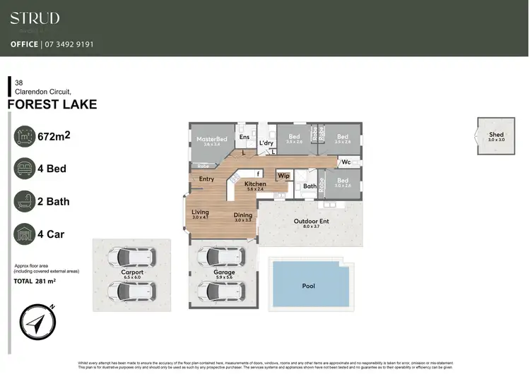 Floorplan of Homely house listing, 38 Clarendon Cct, Forest Lake QLD 4078
