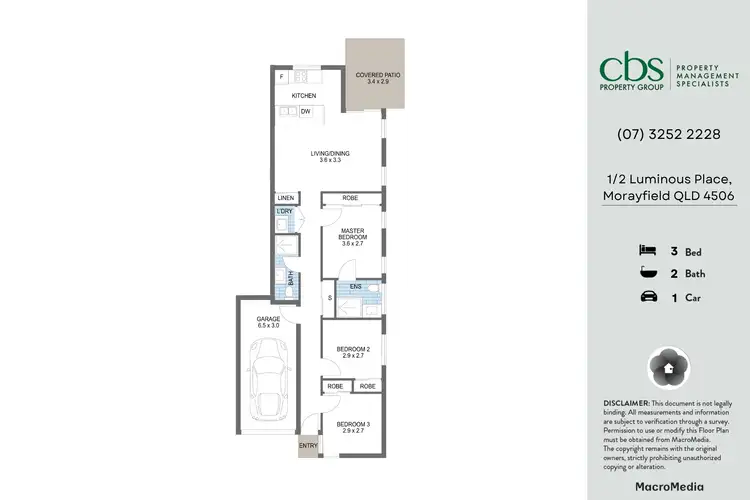 Floorplan of Homely semi-detached listing, 1/2 Luminous Place, Morayfield QLD 4506