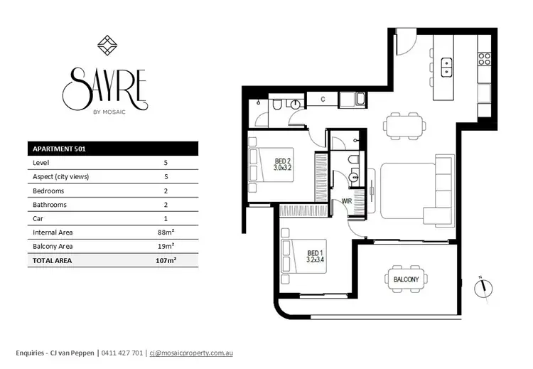 Floorplan of Homely apartment listing, 501/28 Gallway Street, Windsor QLD 4030