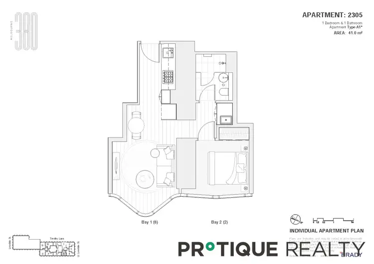 Floorplan of Homely apartment listing, 2305/371 Little Lonsdale Street, Melbourne VIC 3000