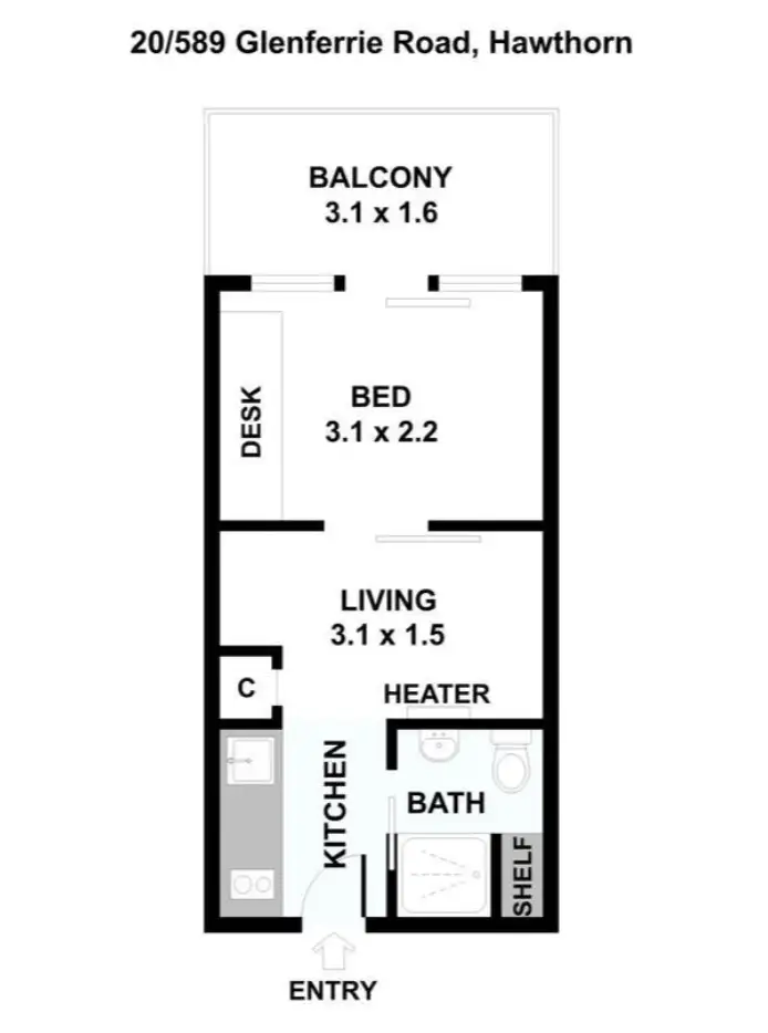 Floorplan of Homely unit listing, 20/589-591 Glenferrie Road, Hawthorn VIC 3122