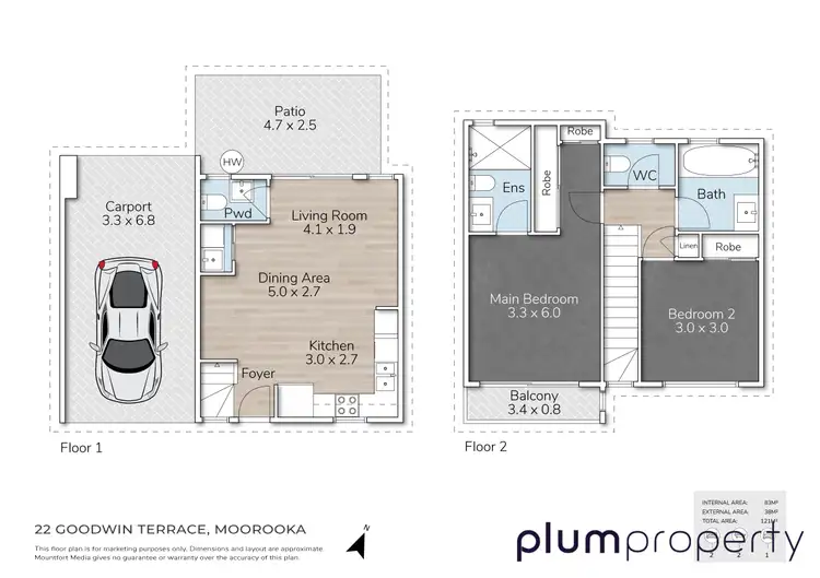 Floorplan of Homely townhouse listing, 2/22 Goodwin Terrace, Moorooka QLD 4105