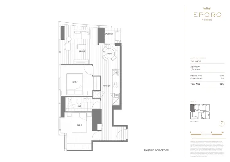 Floorplan of Homely apartment listing, 3501/285 La Trobe Street, Melbourne VIC 3000