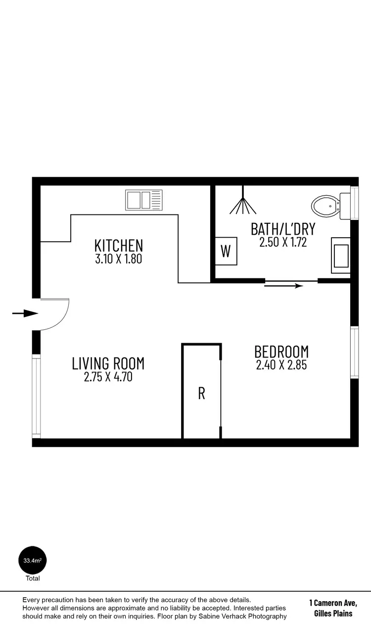 Floorplan of Homely studio listing, 1 Cameron Avenue, Gilles Plains SA 5086