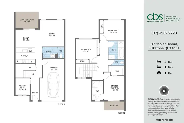 Floorplan of Homely semi-detached listing, 89 Napier Circuit, Silkstone QLD 4304