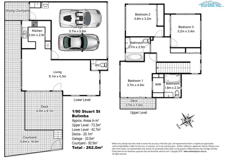 Floorplan of Homely townhouse listing, 1/90 STUART STREET, Bulimba QLD 4171