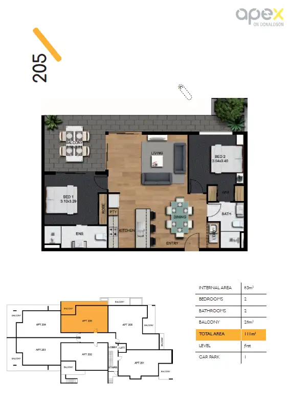 Floorplan of Homely unit listing, 205/40 Donaldson Street, Greenslopes QLD 4120