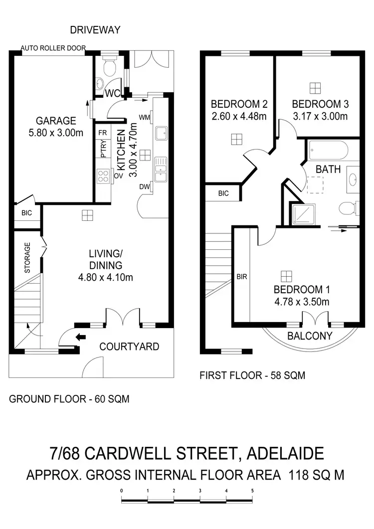 Floorplan of Homely townhouse listing, 7/68 Cardwell Street, Adelaide SA 5000