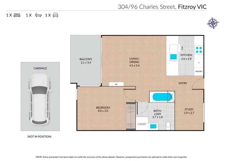 Floorplan of Homely apartment listing, 304/96 Charles Street, Fitzroy VIC 3065