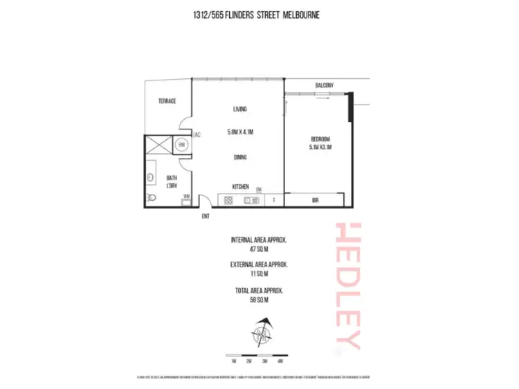 Floorplan of Homely apartment listing, 1312/565 Flinders Street, Melbourne VIC 3000