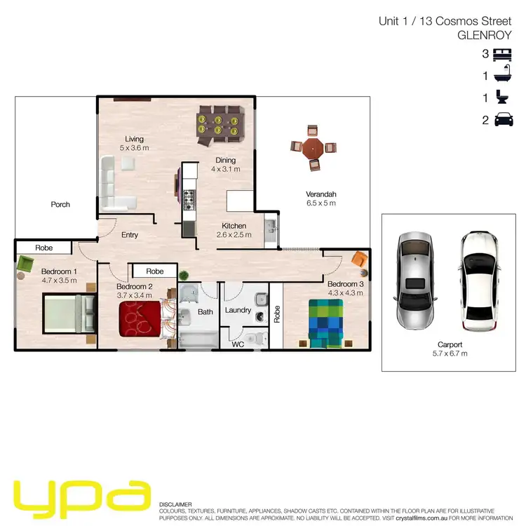 Floorplan of Homely house listing, 1/13 Cosmos Street, Glenroy VIC 3046