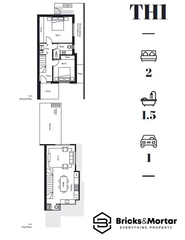 Floorplan of Homely townhouse listing, 2/22 Sussex Street, Preston VIC 3072