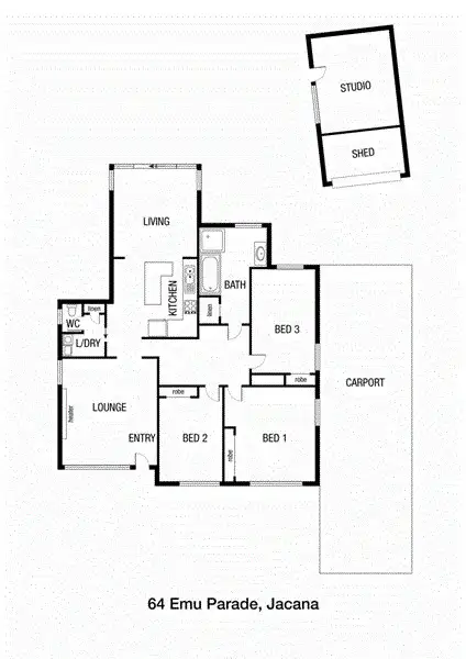 Floorplan of Homely house listing, 64 Emu Parade, Jacana VIC 3047