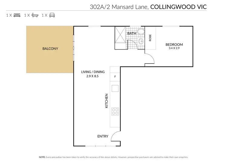 Floorplan of Homely apartment listing, 302A/2 Mansard Lane, Collingwood VIC 3066
