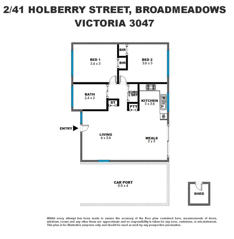 Floorplan of Homely unit listing, 2/41 Holberry Street, Broadmeadows VIC 3047