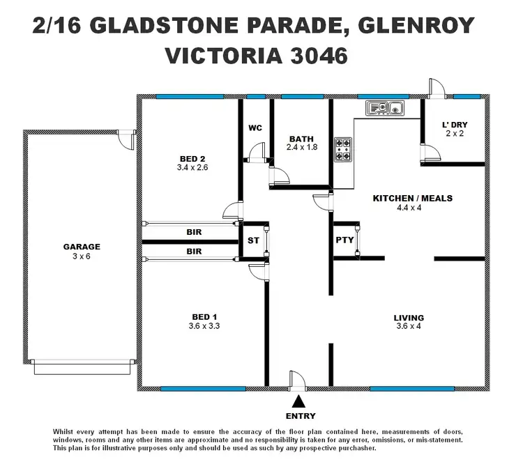 Floorplan of Homely unit listing, 2/16 Gladstone Parade, Glenroy VIC 3046