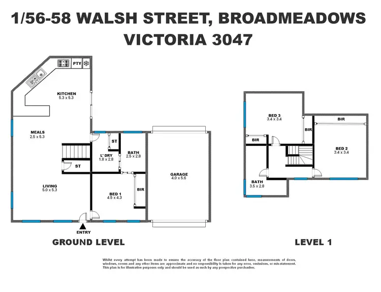 Floorplan of Homely townhouse listing, 1/56-58 Walsh Street, Broadmeadows VIC 3047