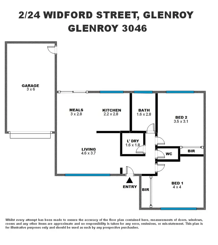 Floorplan of Homely unit listing, 2/24 Widford Street, Glenroy VIC 3046