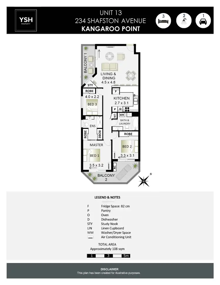 Floorplan of Homely apartment listing, 13/234 Shafston Ave, Kangaroo Point QLD 4169