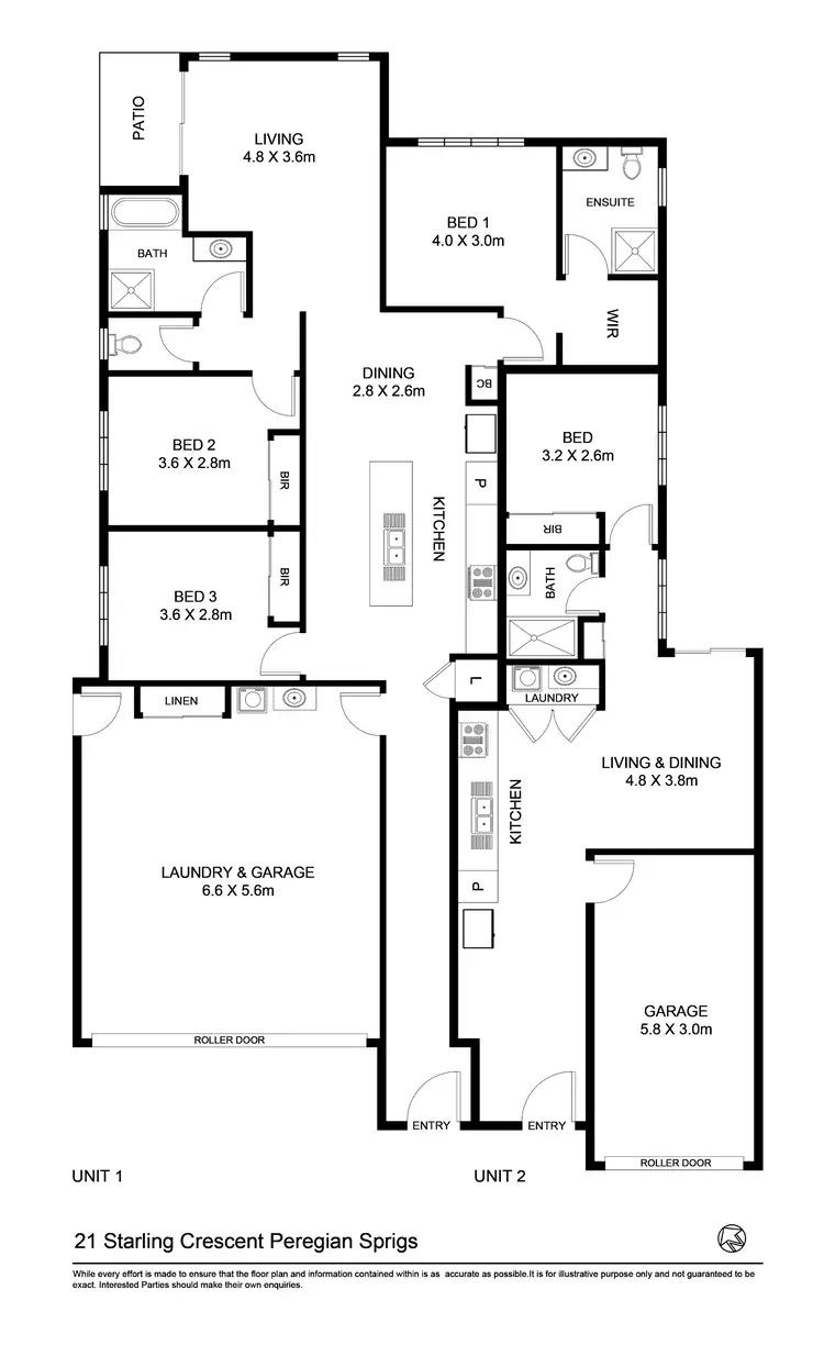 Floorplan of Homely semi-detached listing, 1 & 2 /21 Starling Crescent, Peregian Springs QLD 4573