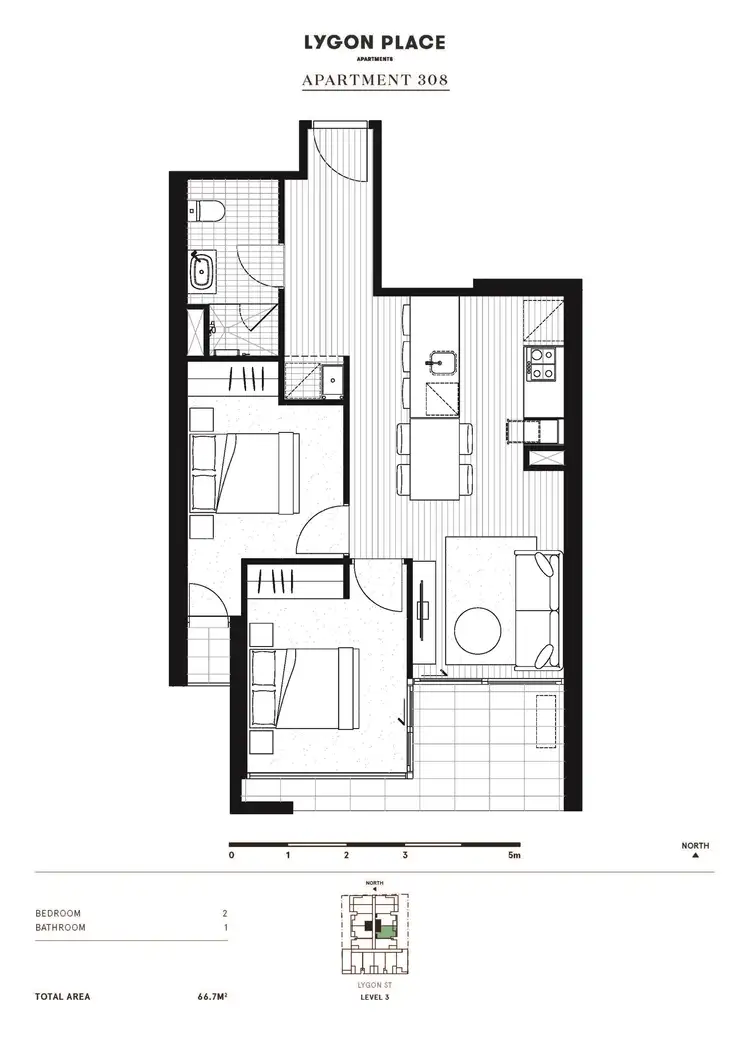 Floorplan of Homely apartment listing, 308/240-250 Lygon Street, Brunswick East VIC 3057
