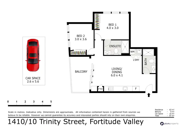 Floorplan of Homely apartment listing, 1410/10 Trinity Street, Fortitude Valley QLD 4006