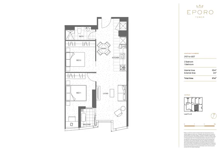 Floorplan of Homely apartment listing, 2407/285 Latrobe street, Melbourne VIC 3000