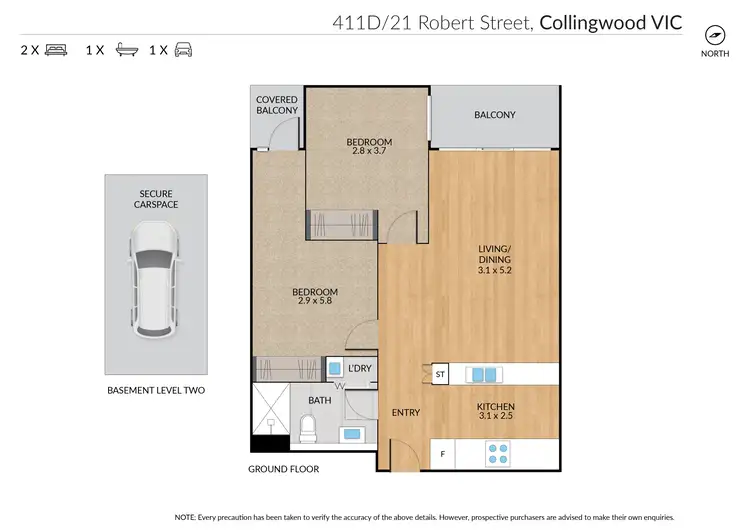 Floorplan of Homely apartment listing, 411D/21 Robert Street, Collingwood VIC 3066