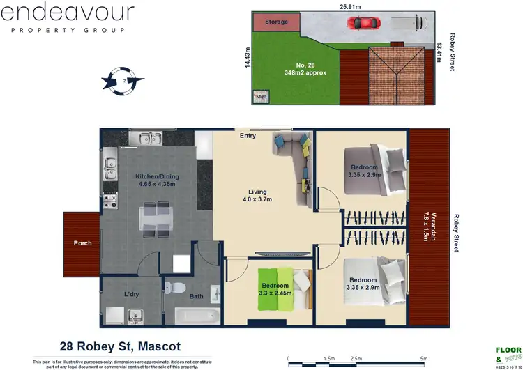 Floorplan of Homely semi-detached listing, 28 Robey Street, Mascot NSW 2020
