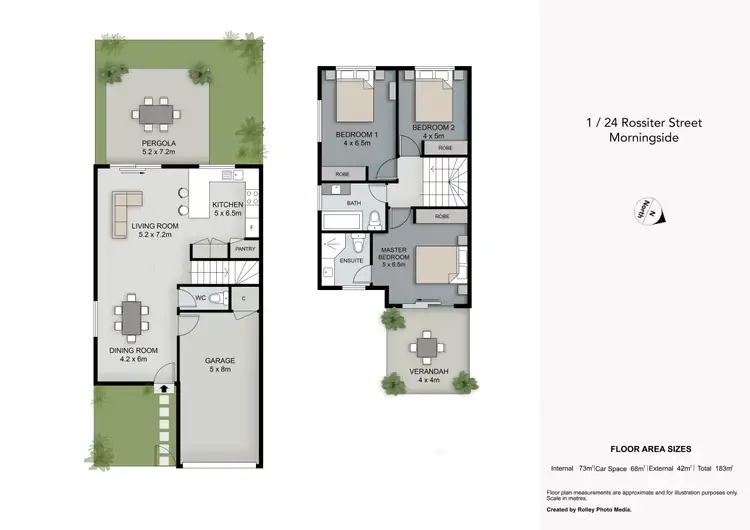 Floorplan of Homely townhouse listing, 1/24 Rossiter Street, Morningside QLD 4170