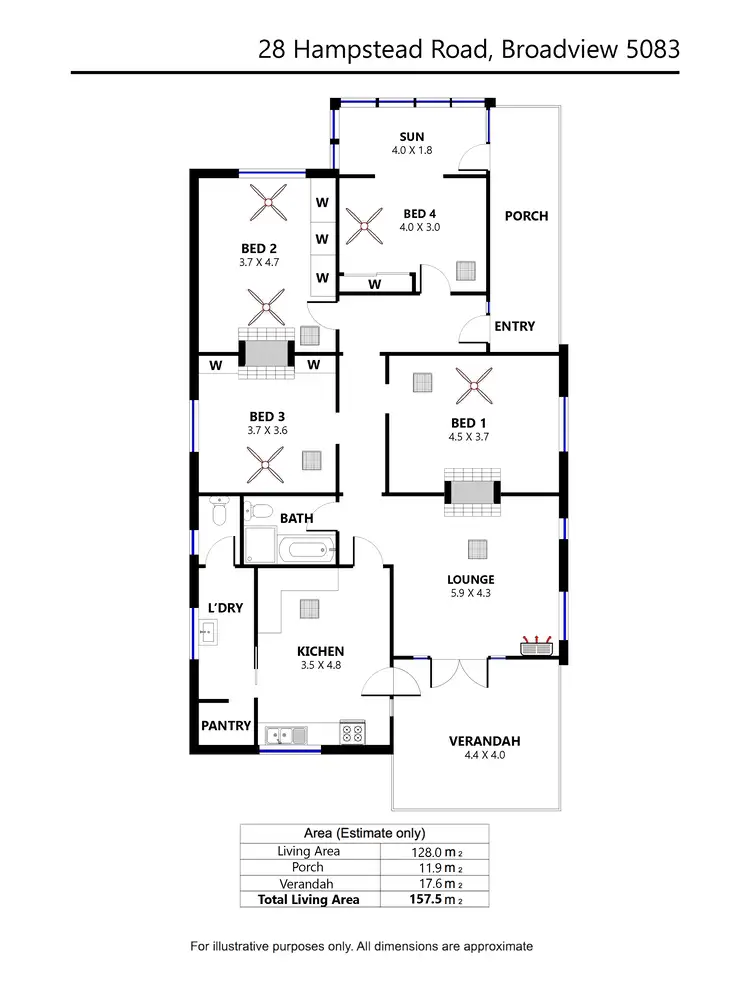 Floorplan of Homely house listing, 28 Hampstead Road, Broadview SA 5083