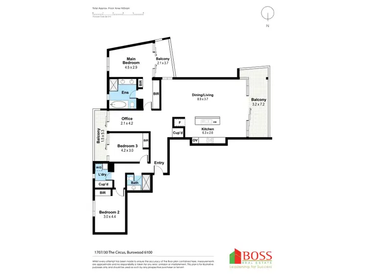 Floorplan of Homely apartment listing, 1707/Lot 100, 30 The Circus, Burswood WA 6100