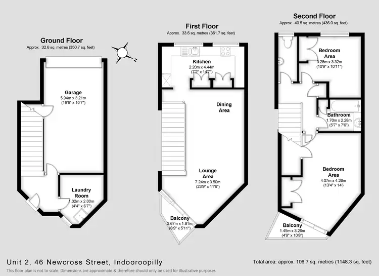 Floorplan of Homely townhouse listing, 2/46 Newcross Street, Indooroopilly QLD 4068