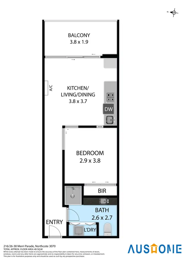 Floorplan of Homely apartment listing, 216/26 Merri Parade, Northcote VIC 3070