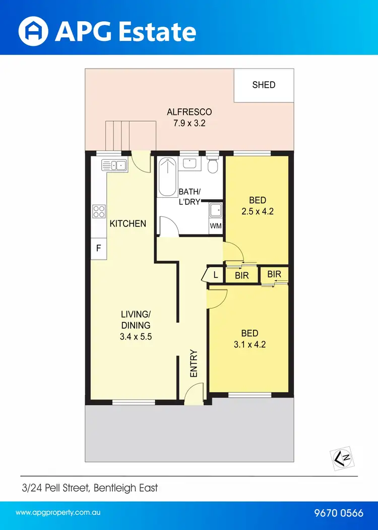 Floorplan of Homely unit listing, 3/24 Pell Street, Bentleigh East VIC 3165