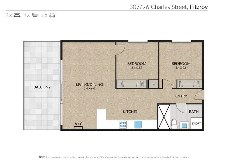 Floorplan of Homely apartment listing, 307/96 Charles Street, Fitzroy VIC 3065