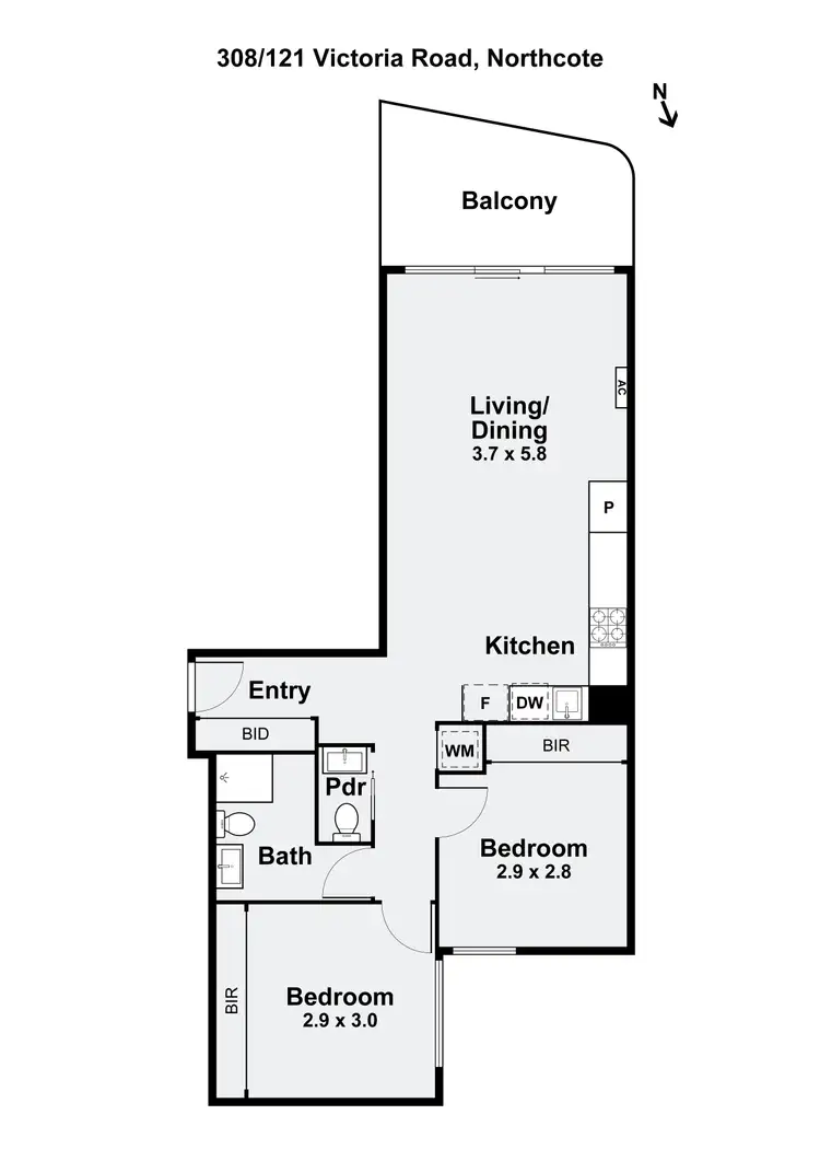 Floorplan of Homely unit listing, 308/121-125 Victoria Road, Northcote VIC 3070