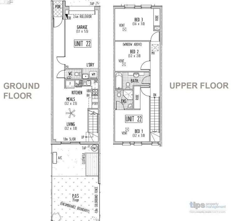Floorplan of Homely townhouse listing, 22/35 Victoria Parade, Mawson Lakes SA 5095