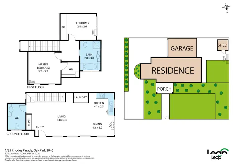 Floorplan of Homely townhouse listing, 1/35 Rhodes Parade, Oak Park VIC 3046